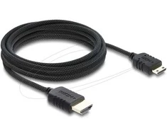 Delock Koaxiales High Speed HDMI Kabelis HDMI Stecker zu Mini HDMI Stecker 8K 60 Hz mit Geflechtmantel 3 m
