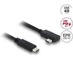 Delock Koaxiales USB 40 Gbps Kabelis gewinkelt links / rechts USB PD 3.1 240 W 1 m