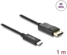 Delock Koaxiales USB Type-C™ zu DisplayPort Kabelis (DP Alt Mode) 4K 60 Hz mit Geflechtmantel 1 m