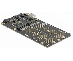 Delock Konverter M.2 Key M NVMe SSD zu SFF-8654 und M.2 Key B SATA SSD zu SATA