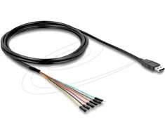 Delock Konverter USB 2.0 Typ-A zu UART TTL (3,3 V) Schnittstelle mit 6 x Pfostenstecker TX/RX/CTS/RTS und 3,3 V Ausgangsspannung 1,8 m