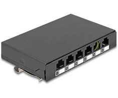 Delock Leergehäuse 6 Port für Keystone RJ-Module juodas - zur Montage an Tisch, Wand oder Hutschiene