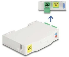 Delock LWL Anschlussdose für Hutschiene mit Spleißhalter und 2 x SC Simplex Kupplung