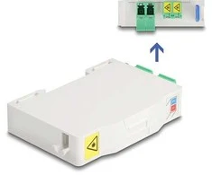 Delock LWL Anschlussdose für Hutschiene mit Spleißhalter und 2 x LC Duplex Kupplung
