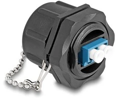 Delock LWL Einbaubuchse LC Duplex zu LC Duplex mit Verschlusskappe Singlemode IP68 staub- und wasserdicht