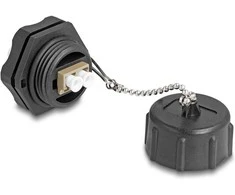 Delock LWL Einbaubuchse LC Duplex zu LC Duplex mit Verschlusskappe Multimode IP68 staub- und wasserdicht