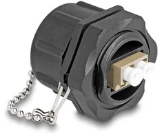 Delock LWL Einbaubuchse LC Duplex zu LC Duplex mit Verschlusskappe Multimode IP68 staub- und wasserdicht