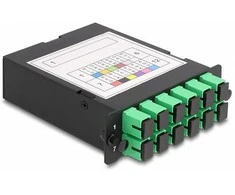 Delock LWL HD (High Density) Kassette MPO Stecker zu 12 x SC Simplex Buchse, 12 Fasern, Singlemode, Polarität A, 9/125 µm