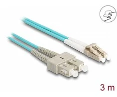 Delock LWL Kabelis mit Metallarmierung LC Duplex zu SC Duplex Multimode OM3 3 m