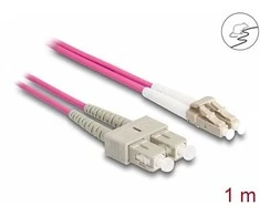 Delock LWL Kabelis mit Metallarmierung LC Duplex zu SC Duplex Multimode OM4 1 m