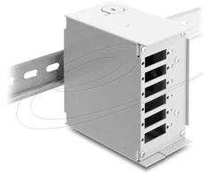 Delock LWL Patchfeld 6 Port für SC Duplex oder LC Quad grau Metall zur Hutschienen Montage