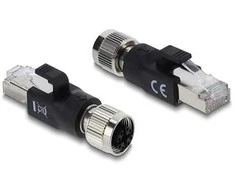 Delock M12 Adapteris X-kodiert 8 Pin Buchse zu RJ45 Stecker juodas