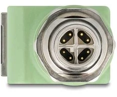 Delock M12 Adapteris X-kodiert 8 Pin Stecker zu RJ45 Buchse Cat.5e mit Befestigungsloch 90° gewinkelt grün