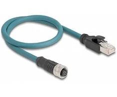 Delock M12 Adapterkabel A-kodiert 8 Pin Buchse zu RJ45 Stecker 50 cm