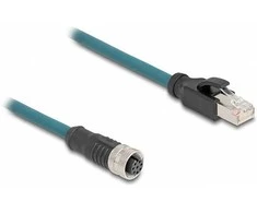 Delock M12 Adapterkabel A-kodiert 8 Pin Buchse zu RJ45 Stecker 50 cm