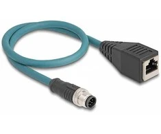 Delock M12 Adapterkabel A-kodiert 8 Pin Stecker zu RJ45 Buchse 50 cm