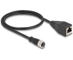 Delock M12 Adapterkabel D-kodiert 4 Pin Buchse zu RJ45 Buchse 50 cm