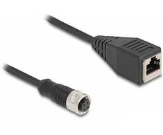 Delock M12 Adapterkabel D-kodiert 4 Pin Buchse zu RJ45 Buchse 50 cm
