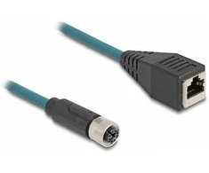 Delock M12 Adapterkabel X-kodiert 8 Pin Buchse zu RJ45 Buchse 50 cm