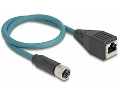 Delock M12 Adapterkabel X-kodiert 8 Pin Buchse zu RJ45 Buchse 50 cm