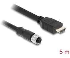 Delock M12 Kabelis A-kodiert 17 Pin Buchse zu HDMI Stecker 5 m juodas
