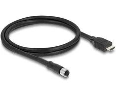 Delock M12 Kabelis A-kodiert 17 Pin Buchse zu HDMI Stecker 1 m juodas
