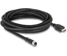 Delock M12 Kabelis A-kodiert 17 Pin Buchse zu HDMI Stecker 5 m juodas