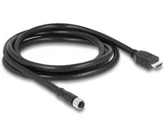 Delock M12 Kabelis A-kodiert 17 Pin Buchse zu HDMI Stecker 2 m juodas