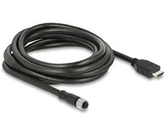 Delock M12 Kabelis A-kodiert 17 Pin Buchse zu HDMI Stecker 3 m juodas