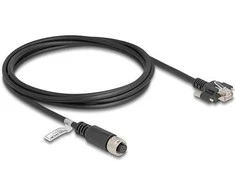 Delock M12 Kabelis A-kodiert 8 Pin Buchse zu RJ45 Stecker mit Schrauben Cat.5e FTP 2 m juodas