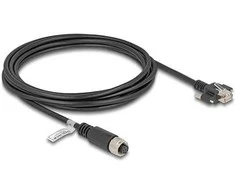 Delock M12 Kabelis A-kodiert 8 Pin Buchse zu RJ45 Stecker mit Schrauben Cat.5e FTP 3 m juodas