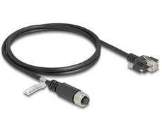 Delock M12 Kabelis A-kodiert 8 Pin Buchse zu RJ45 Stecker mit Schrauben Cat.5e FTP 1 m juodas
