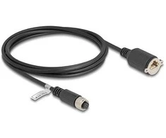Delock M12 Kabelis A-kodiert 8 Pin Buchse zu RJ45 Buchse zum Einbau Cat.5e FTP 2 m juodas