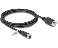Delock M12 Kabelis A-kodiert 8 Pin Buchse zu RJ45 Buchse zum Einbau Cat.5e FTP 3 m juodas