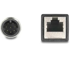 Delock M12 Kabelis A-kodiert 8 Pin Stecker zu RJ45 Buchse PVC 0,5 m