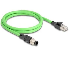 Delock M12 Kabelis A-kodiert 8 Pin Stecker zu RJ45 Stecker PUR (TPU) 2 m