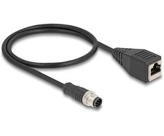 Delock M12 Kabelis A-kodiert 8 Pin Stecker zu RJ45 Buchse PVC 0,5 m