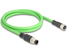 Delock M12 Kabelis A-kodiert 8 Pin Stecker zu Buchse PUR (TPU) 1 m