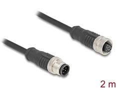 Delock M12 Kabelis A-kodiert 8 Pin Stecker zu Buchse PVC 2 m