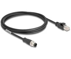 Delock M12 Kabelis A-kodiert 8 Pin Stecker zu RJ45 Stecker PVC 2 m