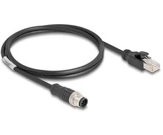 Delock M12 Kabelis A-kodiert 8 Pin Stecker zu RJ45 Stecker PVC 1 m