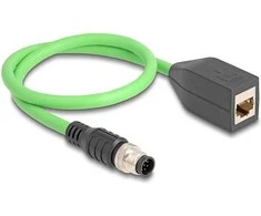 Delock M12 Kabelis A-kodiert 8 Pin Stecker zu RJ45 Buchse PUR (TPU) 0,5 m