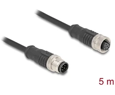 Delock M12 Kabelis A-kodiert 8 Pin Stecker zu Buchse PVC 5 m