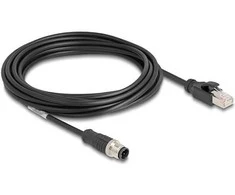 Delock M12 Kabelis D-kodiert 4 Pin Stecker zu RJ45 Stecker PVC 5 m