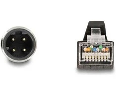 DELOCK M12 kabelis, D kodavimo 4 kontaktų kištukas į RJ45 kištuką, PUR (TPU), 5 m