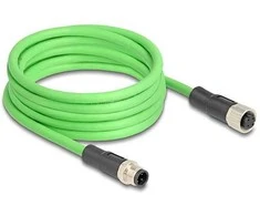 Delock M12 Kabelis D-kodiert 4 Pin Stecker zu Buchse PUR (TPU) 5 m