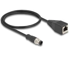 Delock M12 Kabelis D-kodiert 4 Pin Stecker zu RJ45 Buchse PVC 0,5 m