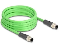 Delock M12 Kabelis D-kodiert 4 Pin Stecker zu Stecker PUR (TPU) 2 m