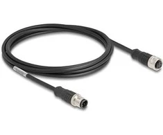 Delock M12 Kabelis D-kodiert 4 Pin Stecker zu Buchse PVC 2 m