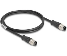 Delock M12 Kabelis D-kodiert 4 Pin Stecker zu Stecker PVC 1 m